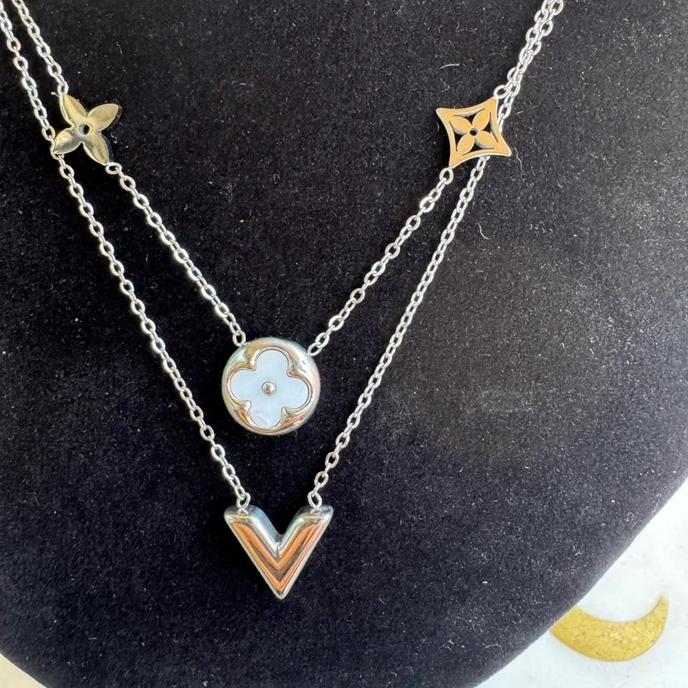 ‼️FINAL SALE ‼️Adjustable Stainless Steel Layered Necklace - Picture 3 of 5
